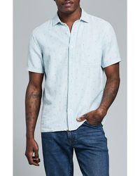 Billy Reid - Treme Short Sleeve Linen & Cotton Herringbone Button Up Shirt - Lyst