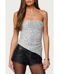 Edikted - Sequin Strapless Asymmetric Top - Lyst