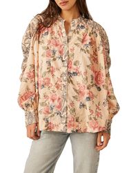 Free People - Maraya Floral Print Cotton Button-up Blouse - Lyst
