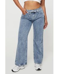 Princess Polly - Pemberton Tie Waist Mid Rise Wide Leg Jeans - Lyst