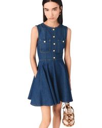 Maje - Short Flared Denim Dress - Lyst
