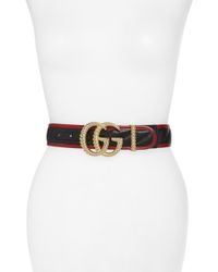 Gucci Gg Marmont Logo Buckle Matelassé Leather Belt - Lyst