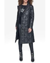 Karl Lagerfeld - Houndstooth Quilted Tie Belt Double Breasted Trench Coat - Lyst