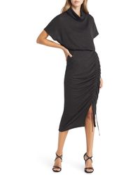 Black Halo - Iliana Ruched Skirt Cowl Neck Midi Dress - Lyst