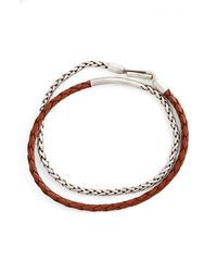 Caputo & Co. - Braided Sterling Silver & Leather Double Wrap Bracelet - Lyst