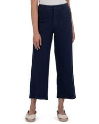 Kut From The Kloth - Topaz High Waist Crop Wide Leg Linen Blend Pants - Lyst