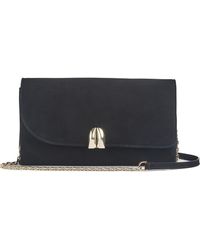 LK Bennett - Aria Curve Flap Suede Clutch - Lyst