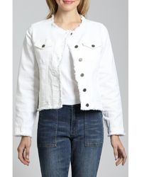 Apny - Frayed Collarless Denim Jacket - Lyst