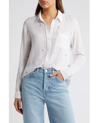 Rails - Charli Palm Tree Embroidered Linen Blend Button-up Shirt - Lyst