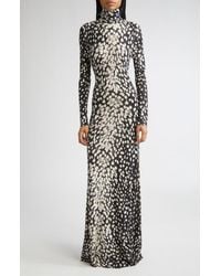 Brandon Maxwell - The Camille Hand-Printed Long Sleeve Cashmere Turtleneck Sweater Dress - Lyst