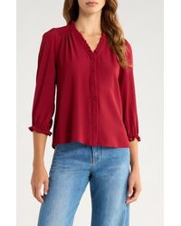 Cece - Ruffle V-Neck Blouse - Lyst