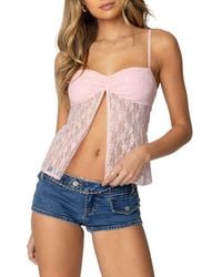 Edikted - Priyua Sheer Lace Split Front Camisole - Lyst