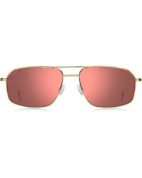 BOSS - Gold-tone Sunglasses With Pink Lenses - Lyst
