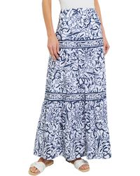 Misook - Tiered Floral Embroidery Maxi Skirt - Lyst