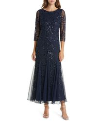 Pisarro Nights - Illusion Sleeve Beaded A-line Gown - Lyst