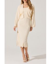 Astr - Long Sleeve Shrug & Ribbed Sweater Dress Set - Lyst