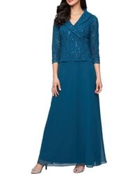 Alex Evenings - Sequin Lace & Chiffon Cocktail Dress - Lyst
