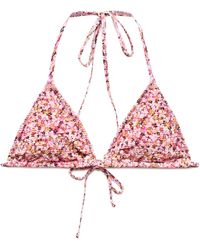 Mango - Floral Print Triangle Bikini Top - Lyst