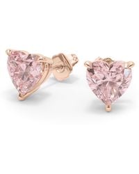 HauteCarat - Pink Lab Created Diamond Stud Earrings - Lyst