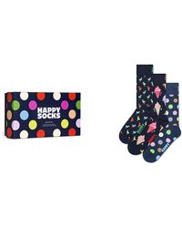Happy Socks - Navy Assorted 3-pack Crew Socks Gift Box - Lyst