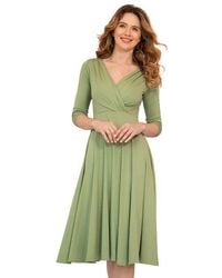 Alie Street London - Annie V-Neck 3/Sleeve Midi Dress - Lyst