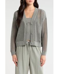 Splendid - Camellia Openwork V-Neck Cotton Blend Cardigan - Lyst