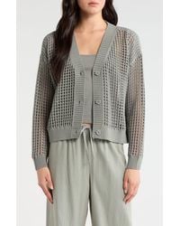 Splendid - Camellia Openwork V-Neck Cotton Blend Cardigan - Lyst