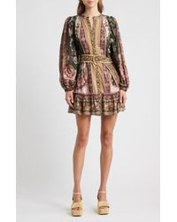 FARM Rio - Flowering Garden Tree Long Sleeve Cotton Blend Minidress - Lyst