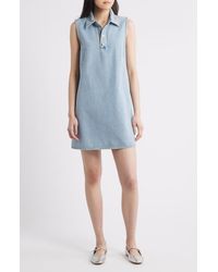 FRAME - The City Sleeveless Denim Shift Minidress - Lyst
