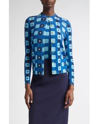 St. John - Geo Print Wool Cardigan - Lyst