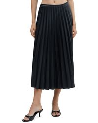 Mango - Pleated Faux Leather Skirt - Lyst