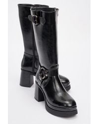 Prologue Shoes - Rock Buckle Zip Block Heel Boot - Lyst