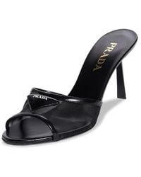 Prada - Triangle Logo Mesh Slide Sandal - Lyst