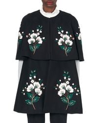 Carolina Herrera - Floral Embroidered Tiered Wool & Cashmere Cape - Lyst