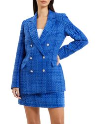 French Connection - Azzurra Double Breasted Tweed Blazer - Lyst