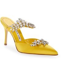 yellow manolo blahnik mules