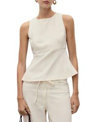 Mango - Flared Cotton & Linen Denim Top - Lyst