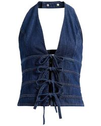 Reformation - Kyleigh Denim Halter Top - Lyst