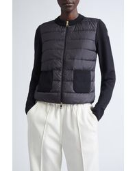 Moncler - Virgin Wool Knit & Quilted Down Cardigan - Lyst