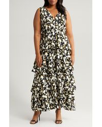 Chelsea28 - Floral Print Sleeveless Tiered Ruffle Maxi Dress - Lyst