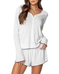 Edikted - Chelsey Pointelle Button-Up Top - Lyst