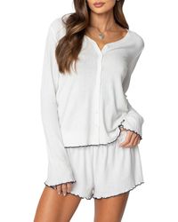 Edikted - Chelsey Pointelle Button-Up Top - Lyst