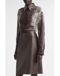 Ferragamo - Animal Print Silk Chiffon Button-Up Shirt - Lyst