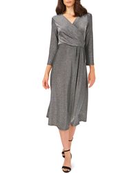 Chaus - Three-quarter Sleeve Faux Wrap Midi Dress - Lyst