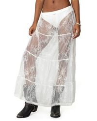 Edikted - Tiered Sheer Lace Maxi Skirt - Lyst
