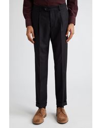 Brunello Cucinelli - Chalk Stripe Double Breasted Virgin Wool Flannel Suit - Lyst