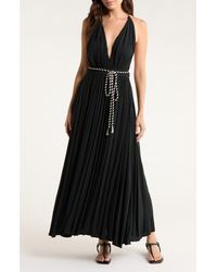 Elan - Plunge Tie Belt Maxi Cover-Up Dress - Lyst