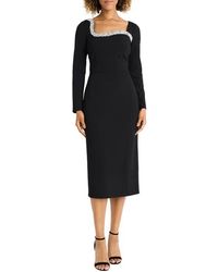 Maggy London - Beaded Long Sleeve Midi Dress - Lyst