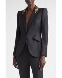 McQueen - Embellished Collar Wool Jacket - Lyst