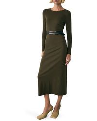 Mango - Basila Long Sleeve Stretch Cotton Midi Dress - Lyst